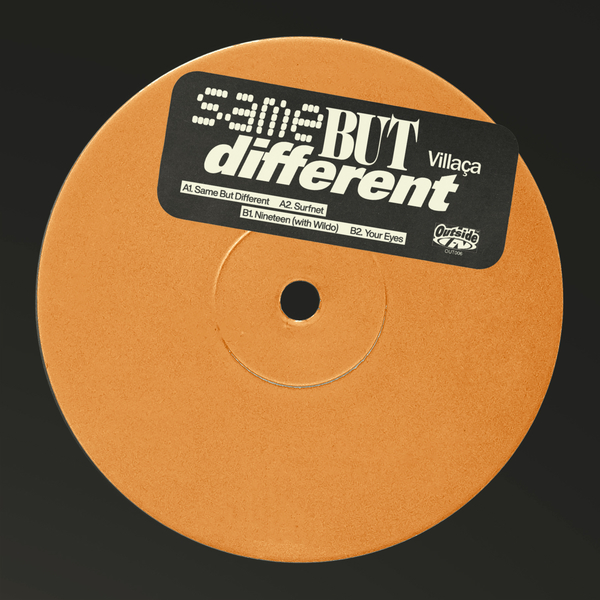White Blank Vinyl Record Disc Label Sticker Template Mock Up. Isolated on Black Same But Different