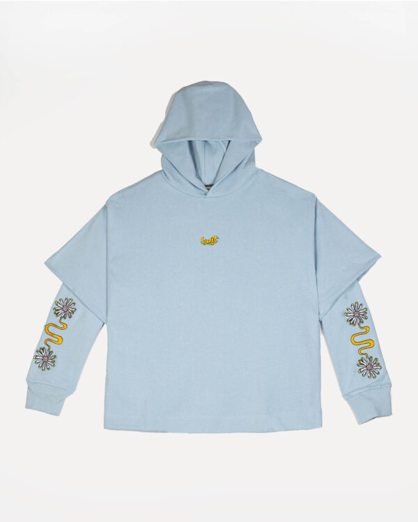 Jigit Daisy double sleeve baby blue hoodie