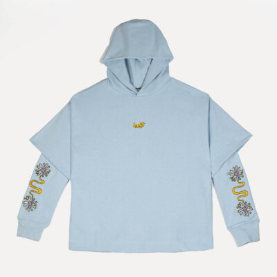 Jigit Daisy double sleeve baby blue hoodie