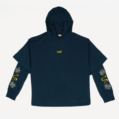 Jigit Daisy double sleeve navy hoodie